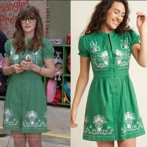 NEW Modcloth Needlework it Out Green Dress 4X